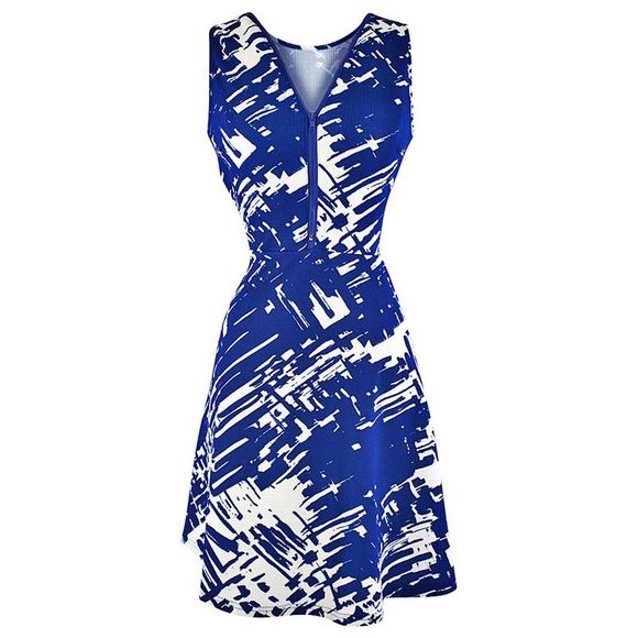 Abstract Print Sleeveless Dress - Picture 1 of 3